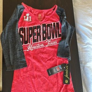 New with tags authentic Super Bowl Houston, Texas.  Juniors size XS.